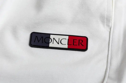 Moncler Men's White Drawstring Shorts with Brand Accents