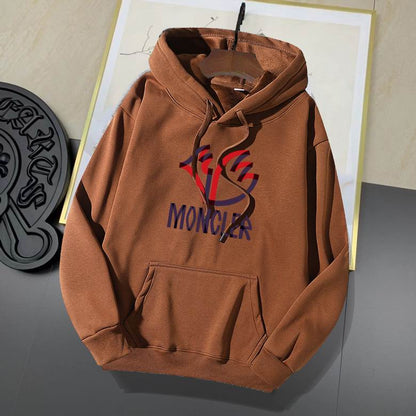 Moncler Beige Hoodie With Colorful Logo Design For Fashion - Forward Wardrobes