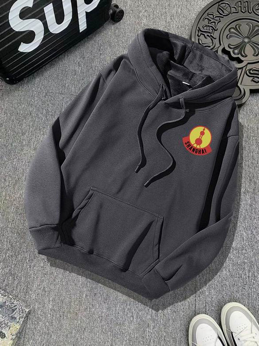 Moncler Red Hoodie With Shanghai Oriental Pearl Tower Logo For Luxury Casual Wear