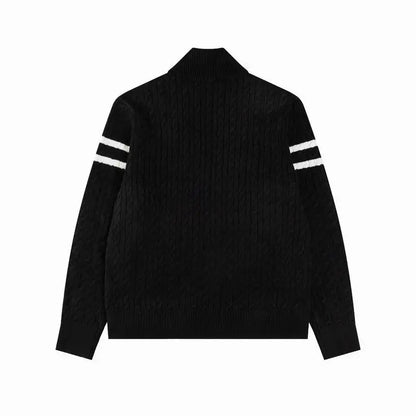 Moncler Men's Black Hybrid Down Jacket With Knitted Sleeves And Stripes