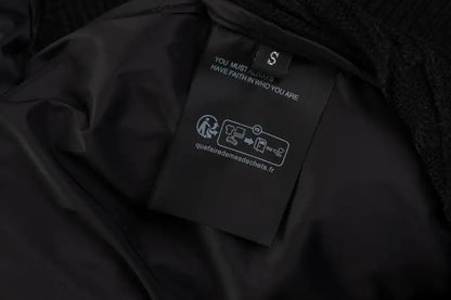 Moncler Men's Black Hybrid Down Jacket With Knitted Sleeves And Stripes