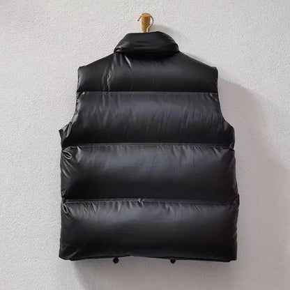 Prada Men's Black Puffer Vest With Brand Details And Zipper Pockets