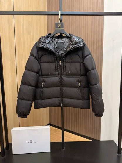 Moncler Men's Black Down Jacket With Hood For Winter Warmth And Style