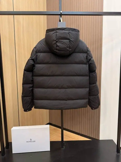 Moncler Men's Black Down Jacket With Hood For Winter Warmth And Style