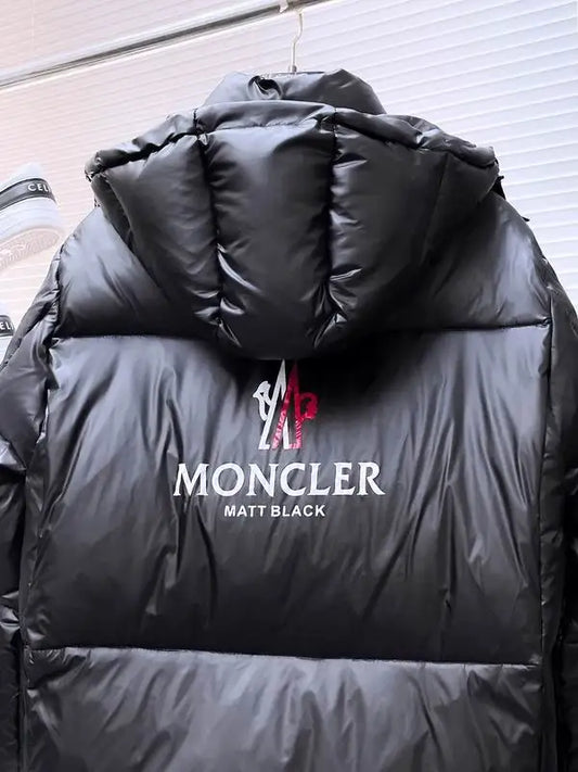 Moncler Men's Black Hooded Down Jacket With Embroidered Logo And Zip Pockets