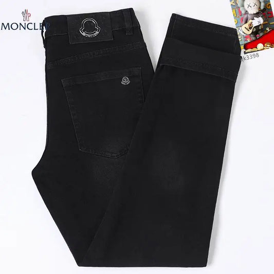 Moncler Men's Black Jeans With Signature Logo Embroidery And Sleek Design