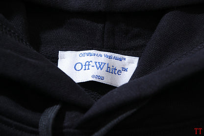 Off-White Black Hoodie with Minimalist Logo for Trendy Streetwear Aesthetics