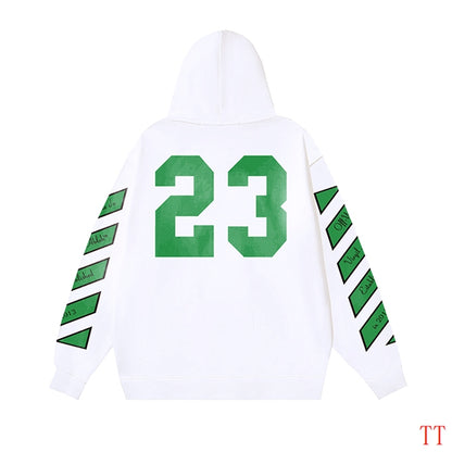 Off - White Black Hoodie With Green Graphics And Oversized Fit For Streetwear Fans