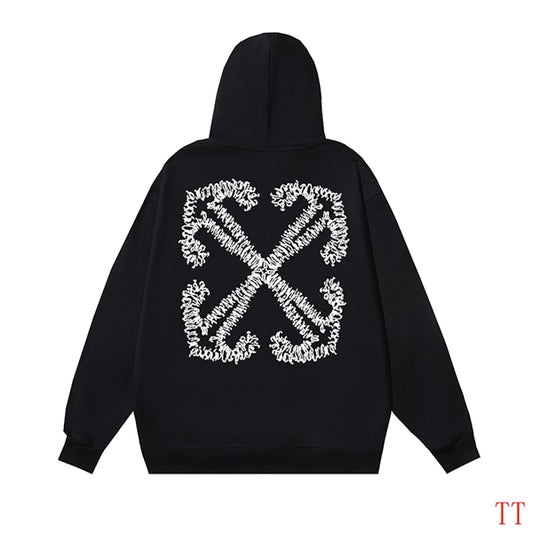 Off-White Black Hoodie with Minimalist Logo for Trendy Streetwear Aesthetics
