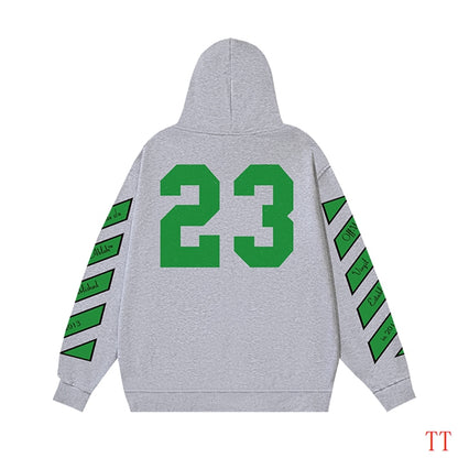 Off - White Black Hoodie With Green Graphics And Oversized Fit For Streetwear Fans