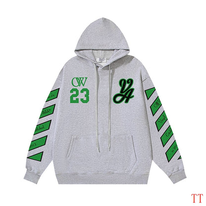 Off - White Black Hoodie With Green Graphics And Oversized Fit For Streetwear Fans