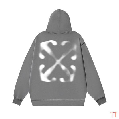 Off-White Gray Hoodie With Minimalist Logo For Effortless Street Fashion