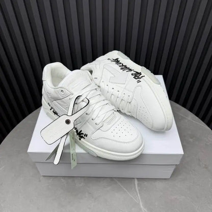 Off - White White Leather Graffiti - Print Low - Top Sneakers