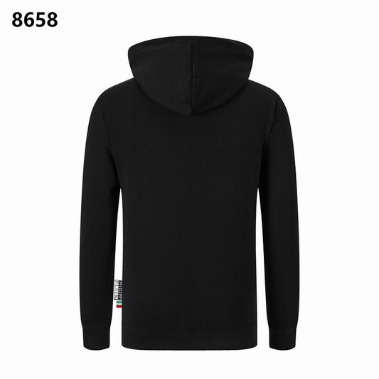 Philipp Plein Black Hoodie With Embellished Devil Character And Flame Design