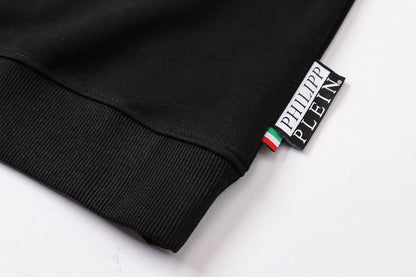 Philipp Plein Black Hoodie With Embellished Devil Character And Flame Design