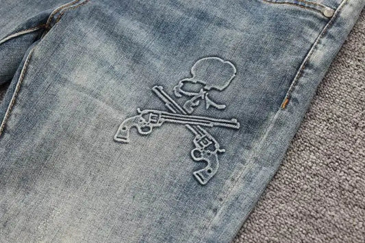 Philipp Plein Men's Light Wash Denim Jeans With Subtle Brand Detailing