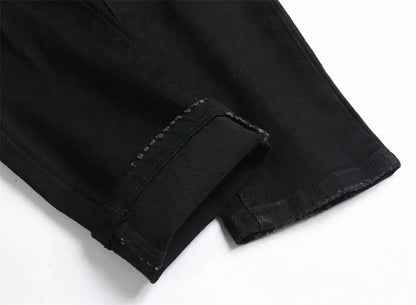 Philipp Plein Men's Black Jeans With Skull Graphic And Edgy Detailing