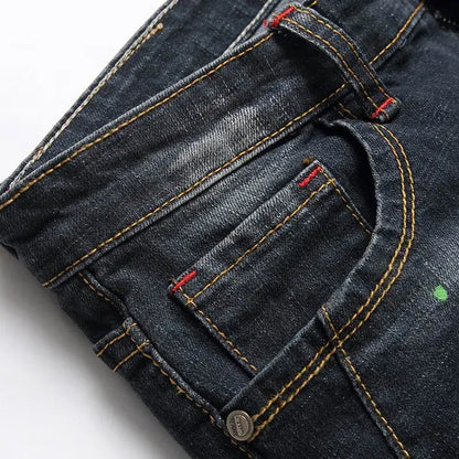 Philipp Plein Men's Distressed Denim Jeans With Skull Patch And Edgy Style