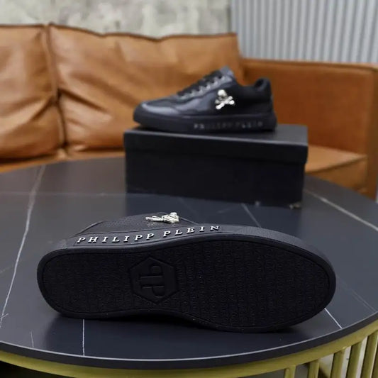 Philipp Plein Black Leather Sneakers With Skull And Crossbones Detail