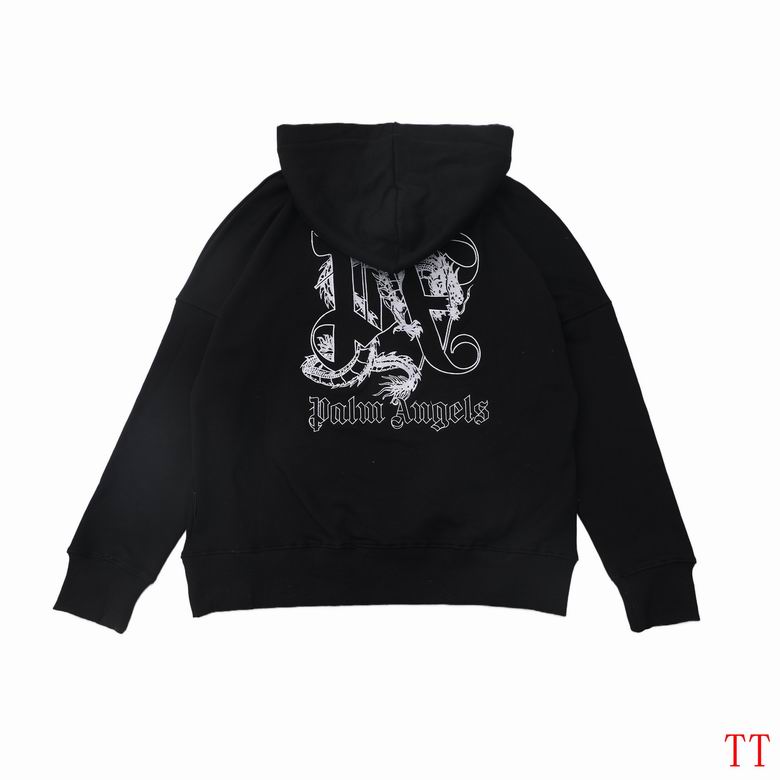 Palm Angels Red/Black Hoodie With Gold Embroidered Logo And Classic Hooded Silhouette