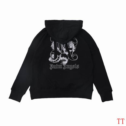 Palm Angels Red/Black Hoodie With Gold Embroidered Logo And Classic Hooded Silhouette