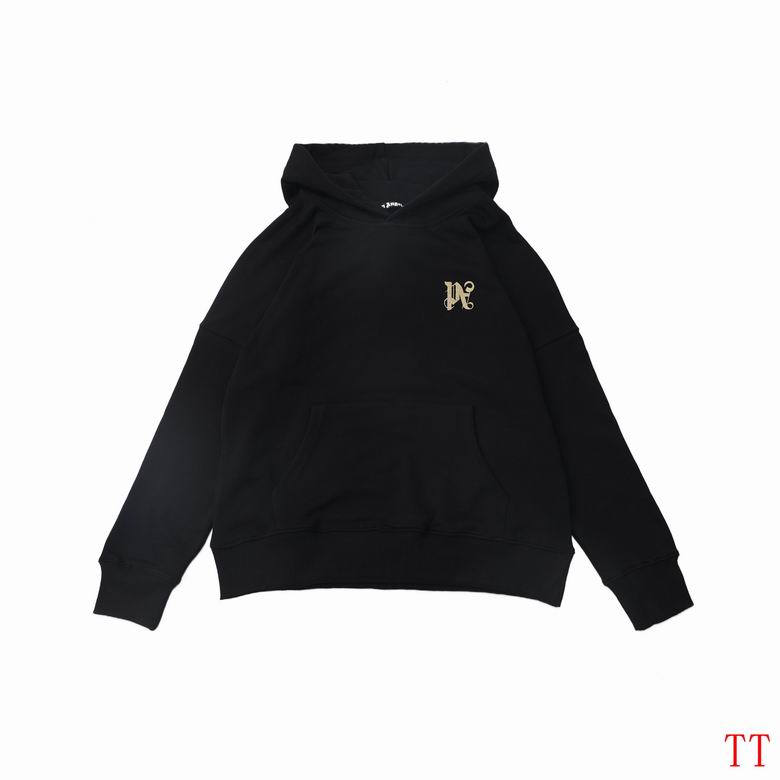 Palm Angels Red/Black Hoodie With Gold Embroidered Logo And Classic Hooded Silhouette