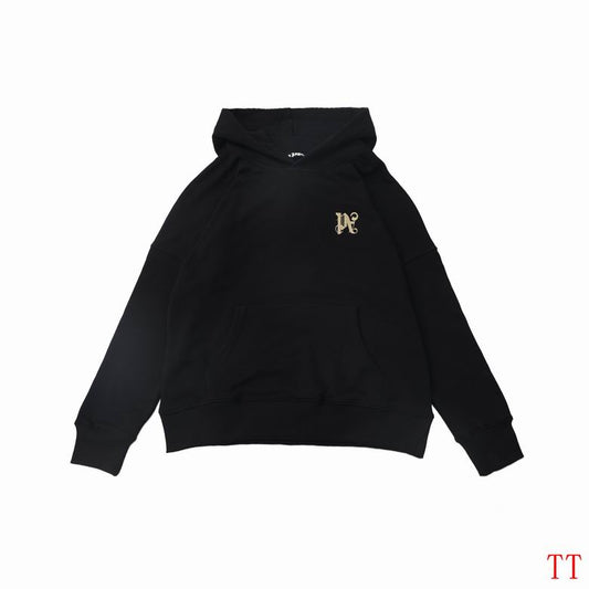 Palm Angels Red/Black Hoodie With Gold Embroidered Logo And Classic Hooded Silhouette