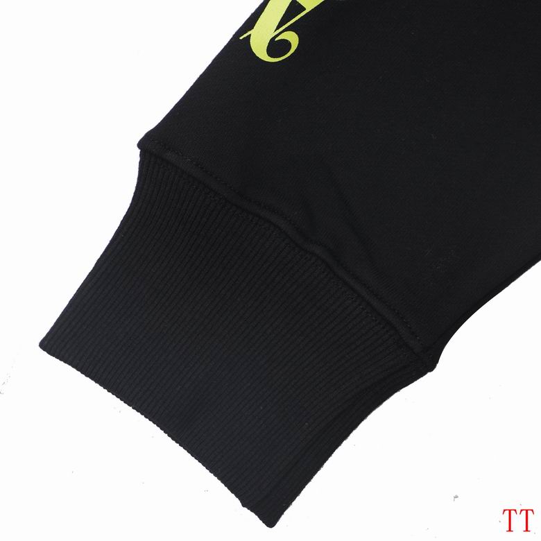 Palm Angels Black Hoodie With Neon Green Spiral Letter Pattern And Hooded Style