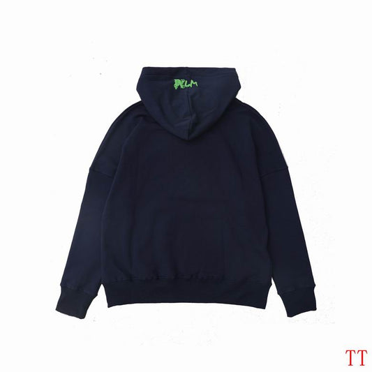 Palm Angels Navy Hoodie Featuring I AM NOT LOST SUMMER24 Graphic Print and Hooded Design