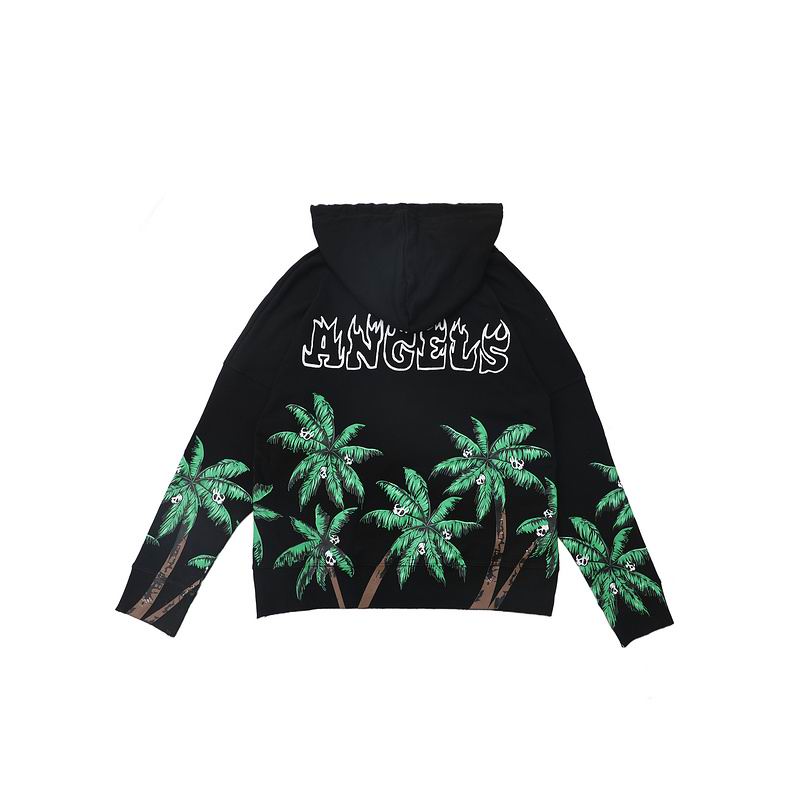 Palm Angels Cream Hoodie with Palm Tree Prints and Flame - styled Palm Lettering