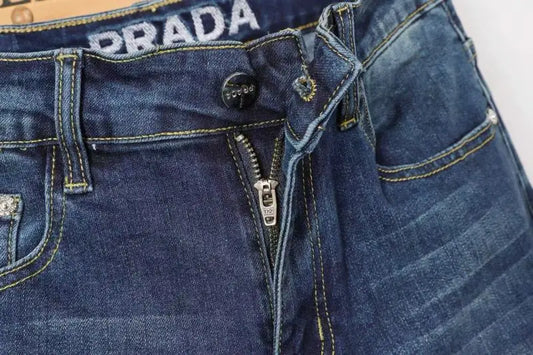 Prada Men's Blue Denim Jeans With Classic Design And Premium Craftsmanship