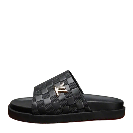 Louis Vuitton Men's Damier Slide Sandals For Luxury Casual Wear