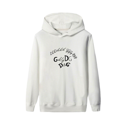 Dolce & Gabbana White Hoodie With Artistic Brand Letter Patterns For Unique Style