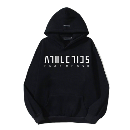 Fear Of God Black Hoodie With Athletics Logo For Trendy Streetwear Looks