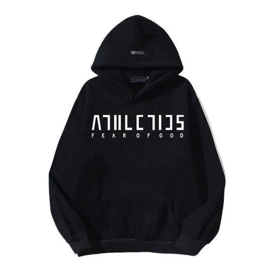 Fear Of God Black Hoodie With Athletics Logo For Trendy Streetwear Looks