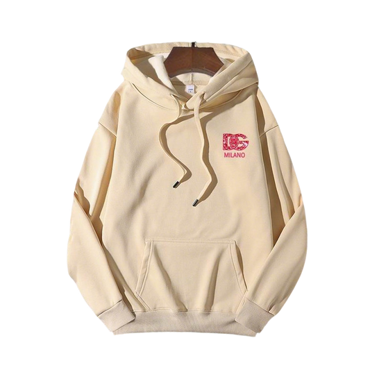 Dolce & Gabbana Beige Hoodie With Side Brand Logo And Milano Lettering
