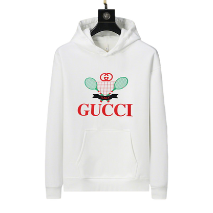 Gucci Hoodie With Tennis Racket Logo Red Branding For Casual Fashion Lovers