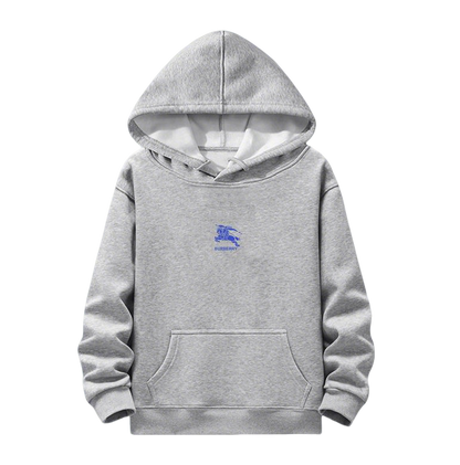Burberry Grey Hoodie With Blue Classic Pattern For Subtle Fashion Statements