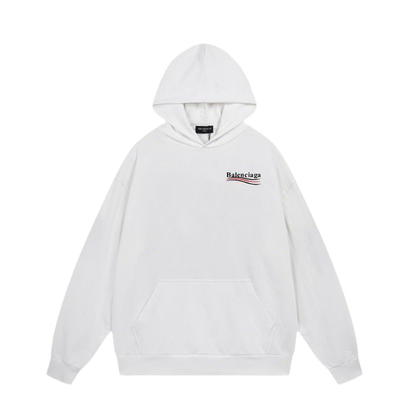 Balenciaga White/Black Hoodie With Small Logo And Striped Detail For Minimalist Chic
