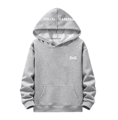 Dolce & Gabbana Grey Hoodie With Brand Logos On Hood And Body For Fashion Fans
