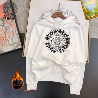 Versace Black Hoodie With Iconic Medusa Logo And Greek Key Pattern