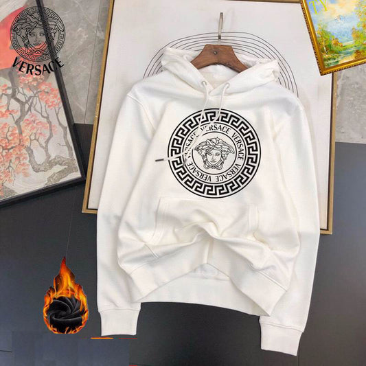 Versace Black Hoodie With Iconic Medusa Logo And Greek Key Pattern