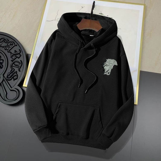 Versace Beige Hoodie With Embroidered Medusa Logo And Stylish Hooded Design