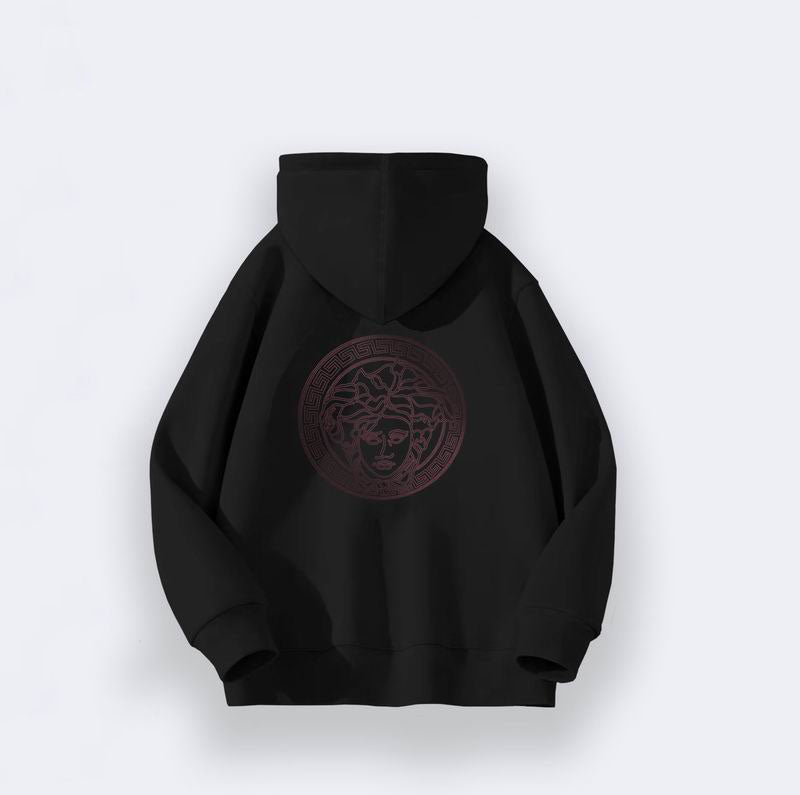 Versace - Inspired Gray Zip - Up Hoodie With Hooded Design And Oversized Silhouette