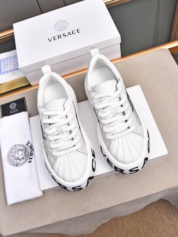 Versace Crystal - Embellished White Platform Sneakers With Medusa Detail
