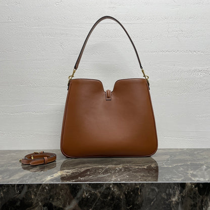 Celine 16 Soft Black Leather Hobo Bag With Gold - Tone Lock Accent 119563