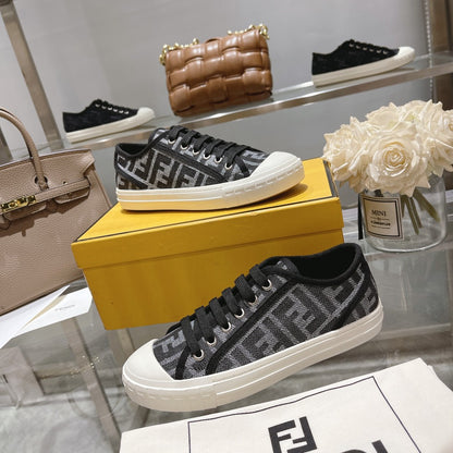 Fendi Unisex Grey Monogram Sneakers For Timeless Luxury Casual Wear