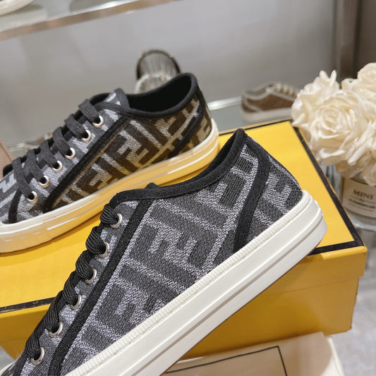 Fendi Unisex Grey Monogram Sneakers For Timeless Luxury Casual Wear