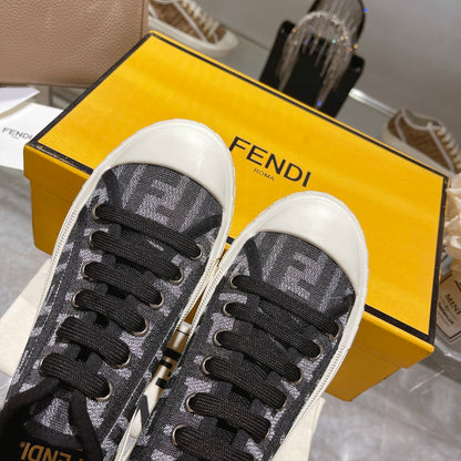 Fendi Unisex Grey Monogram Sneakers For Timeless Luxury Casual Wear