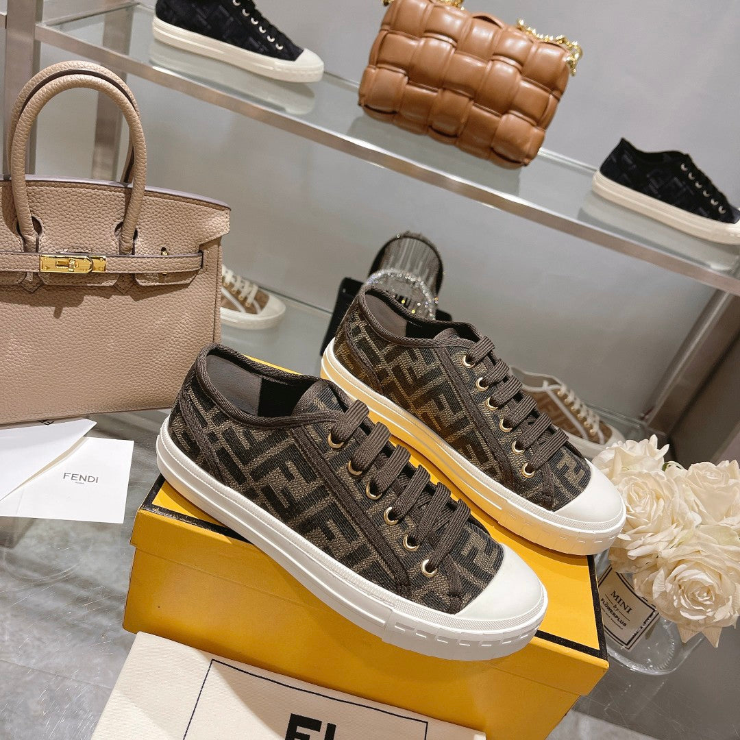 Fendi Unisex Brown Monogram Sneakers For Timeless Luxury Casual Style